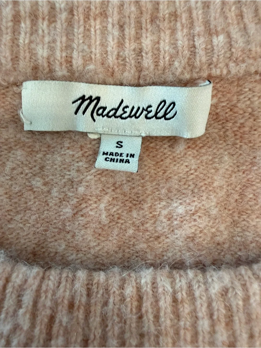 Madewell Puff-Sleeve Crewneck Sweater in Dusty Rose